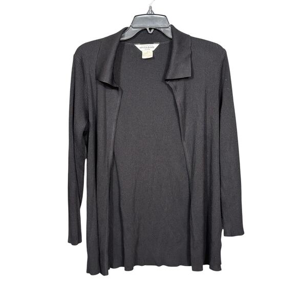 Exclusively Misook Petite Black Open Front Knit Cardigan Size Small - Picture 2 of 7